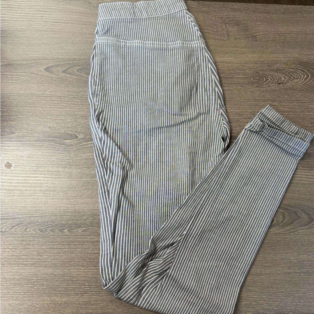 Free People Gray & White Pinstripe Leggings